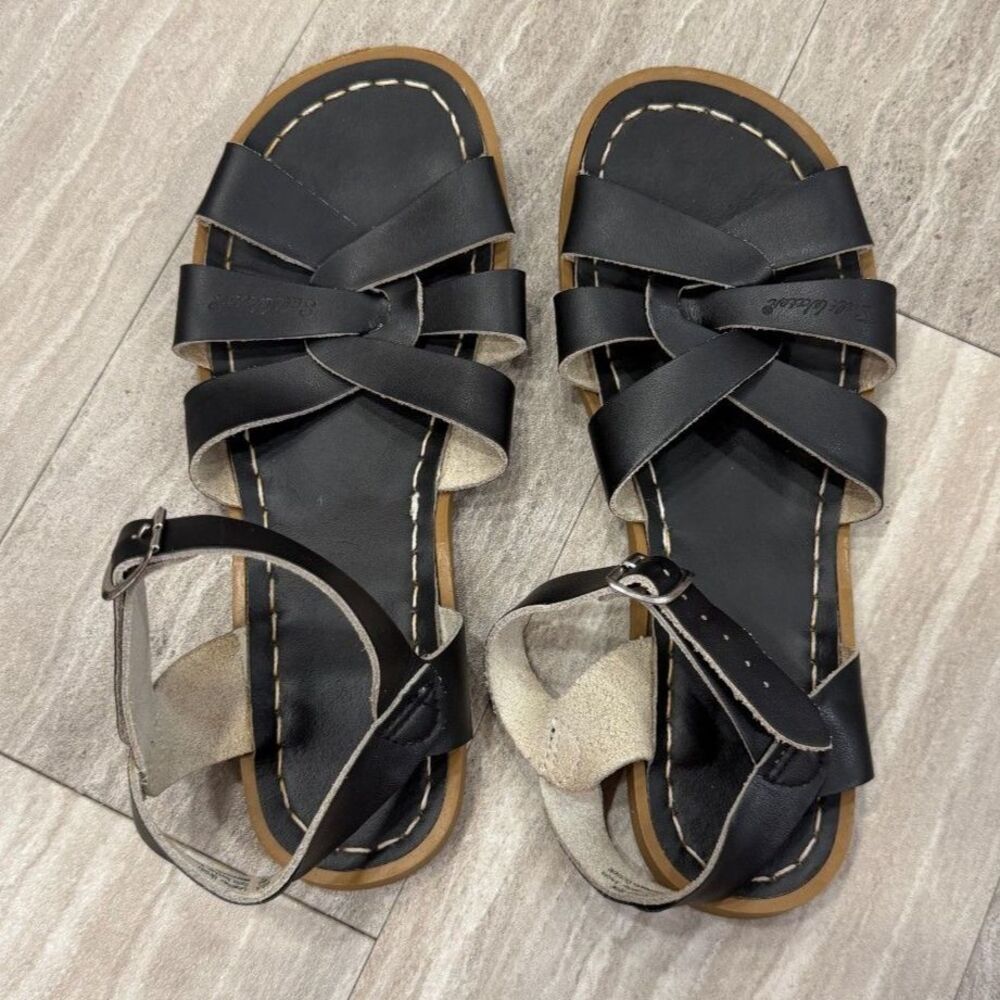 Salt Water Sandals Original Black Leather Sandals Size 6
